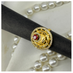 Gold Plated Ring (Artificial Dimanod Double Circle Shape with Red Nag Dezine)