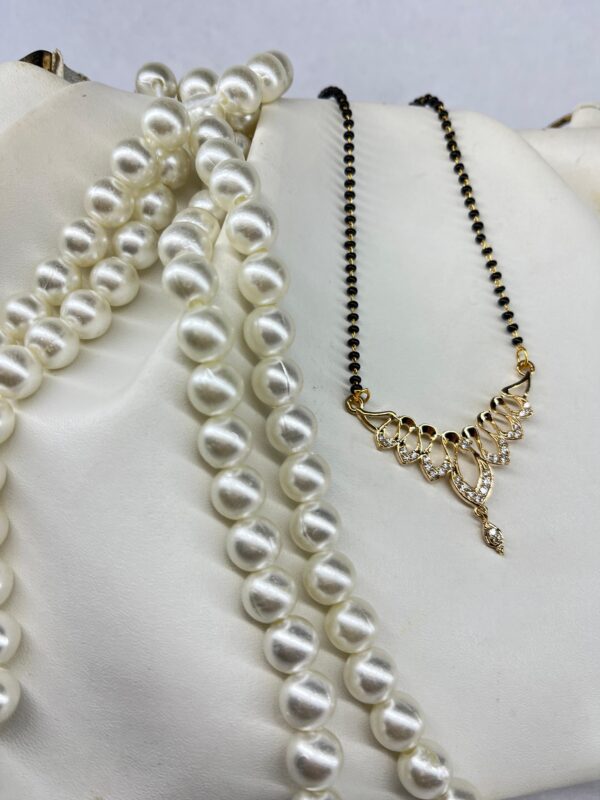 Gold Plated Mangal Sutra (Artificial Dimanod with Black & White Nag Dezine)