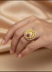 Gold Plated Ring (Artificial Dimanod Double Circle Shape with Red Nag Dezine)