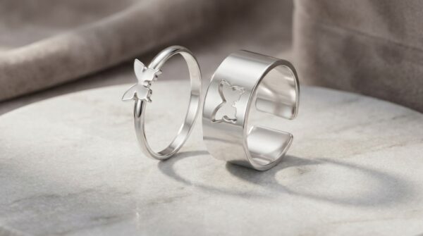 Silver Heart Couple Ring