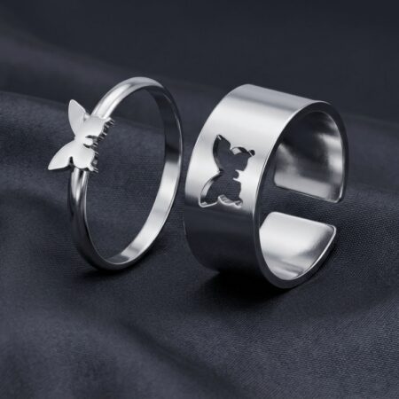 Silver Heart Couple Ring