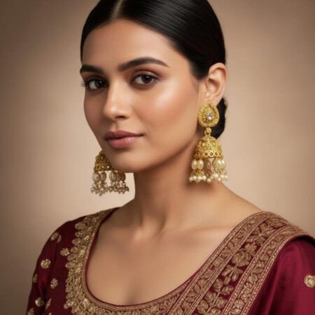 GOLD PLEATED JHUMKA