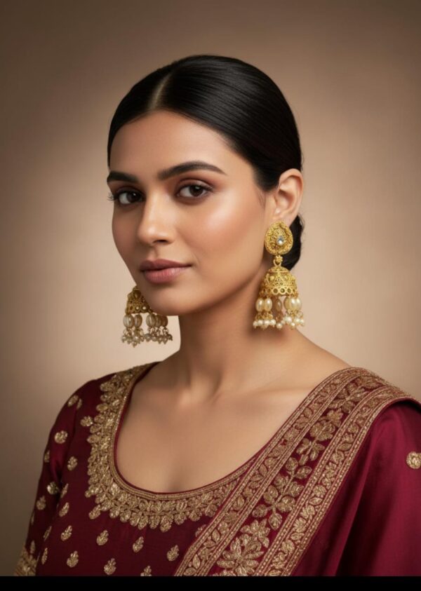 GOLD PLEATED JHUMKA